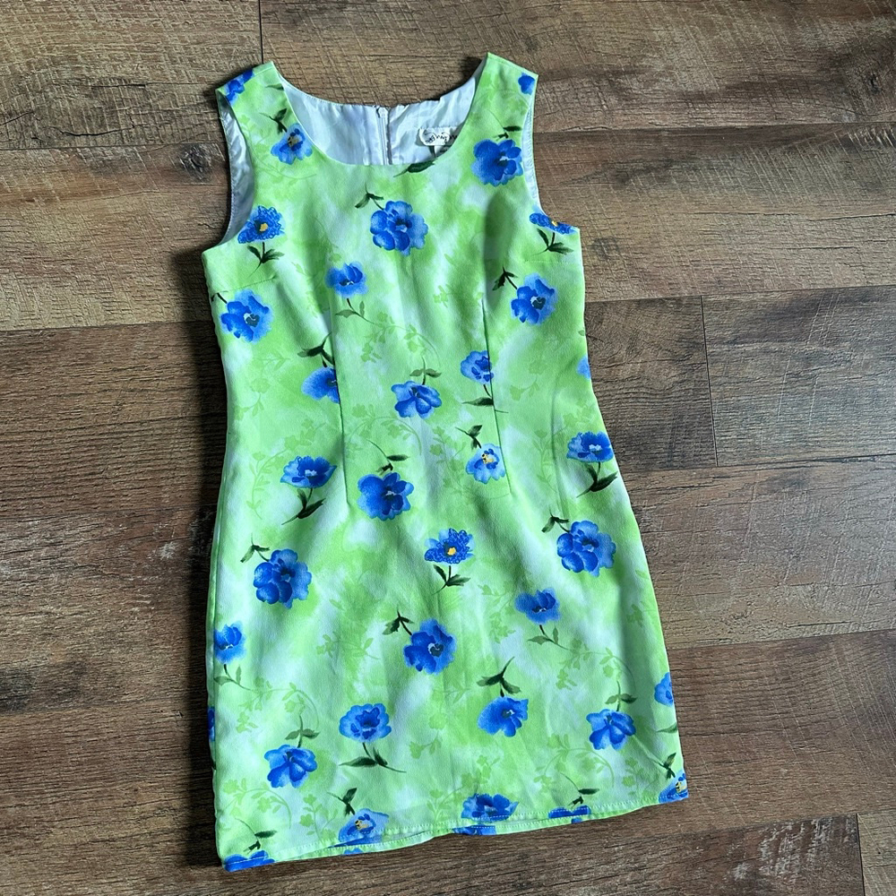 Women's My Michelle Mini Dress Size 8 Green Blue Floral